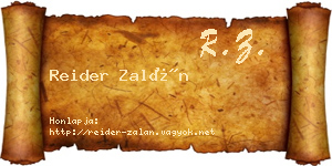 Reider Zalán névjegykártya