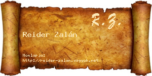 Reider Zalán névjegykártya